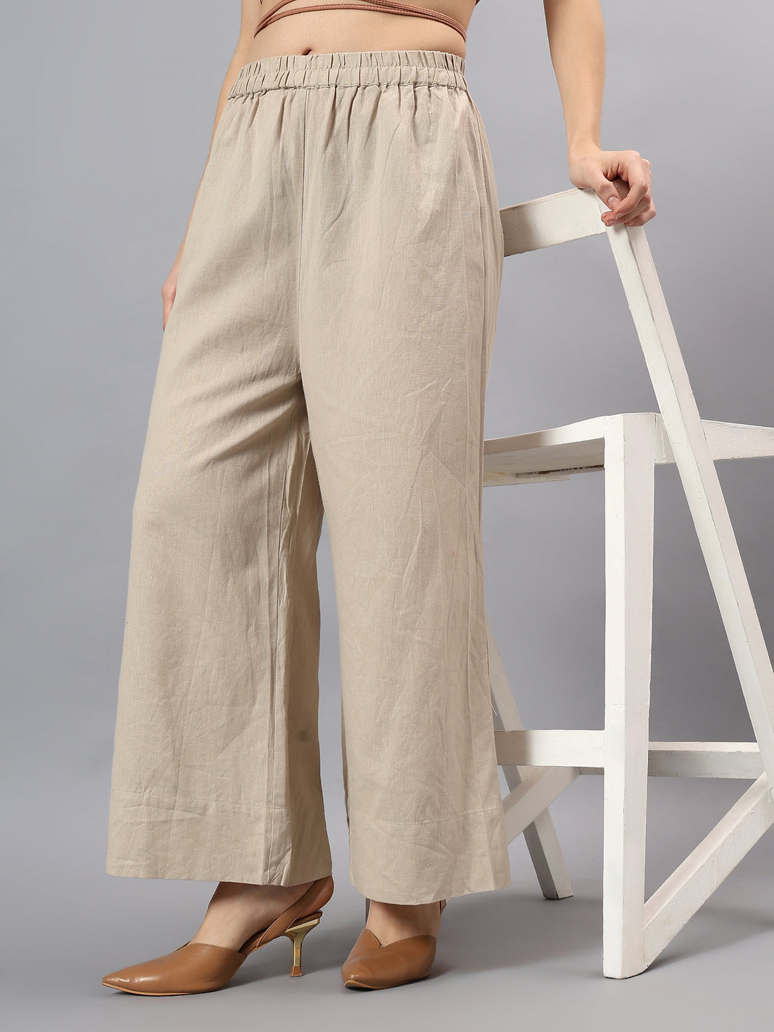 Relaxed Linen Wide-Leg Trousers