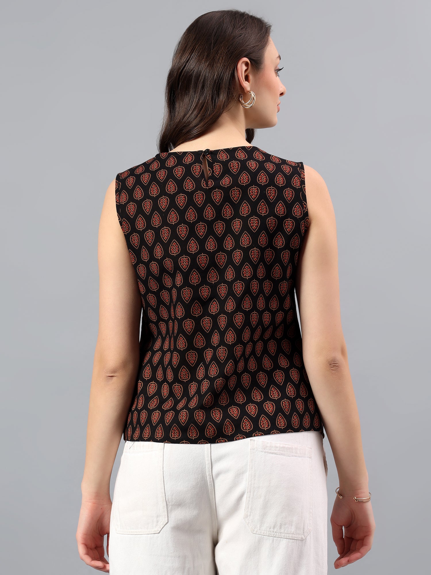 Printed Overlay Front Top – Black Rust Print