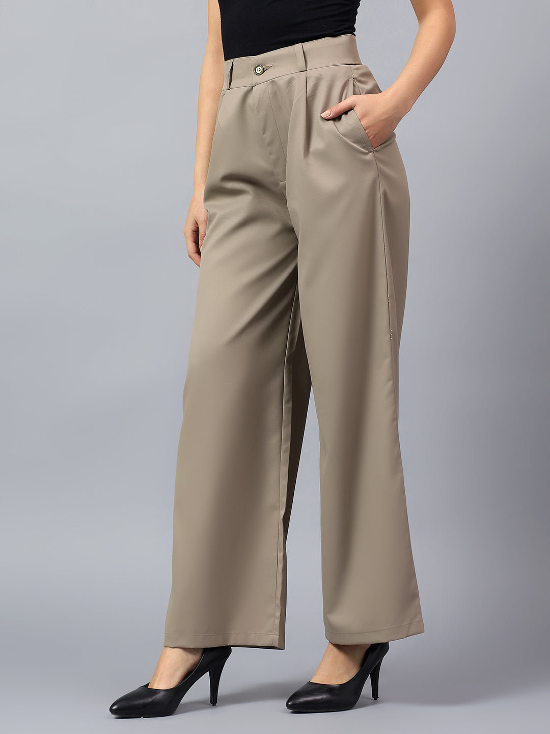 High-Waisted Tailored Wide-Leg Trousers