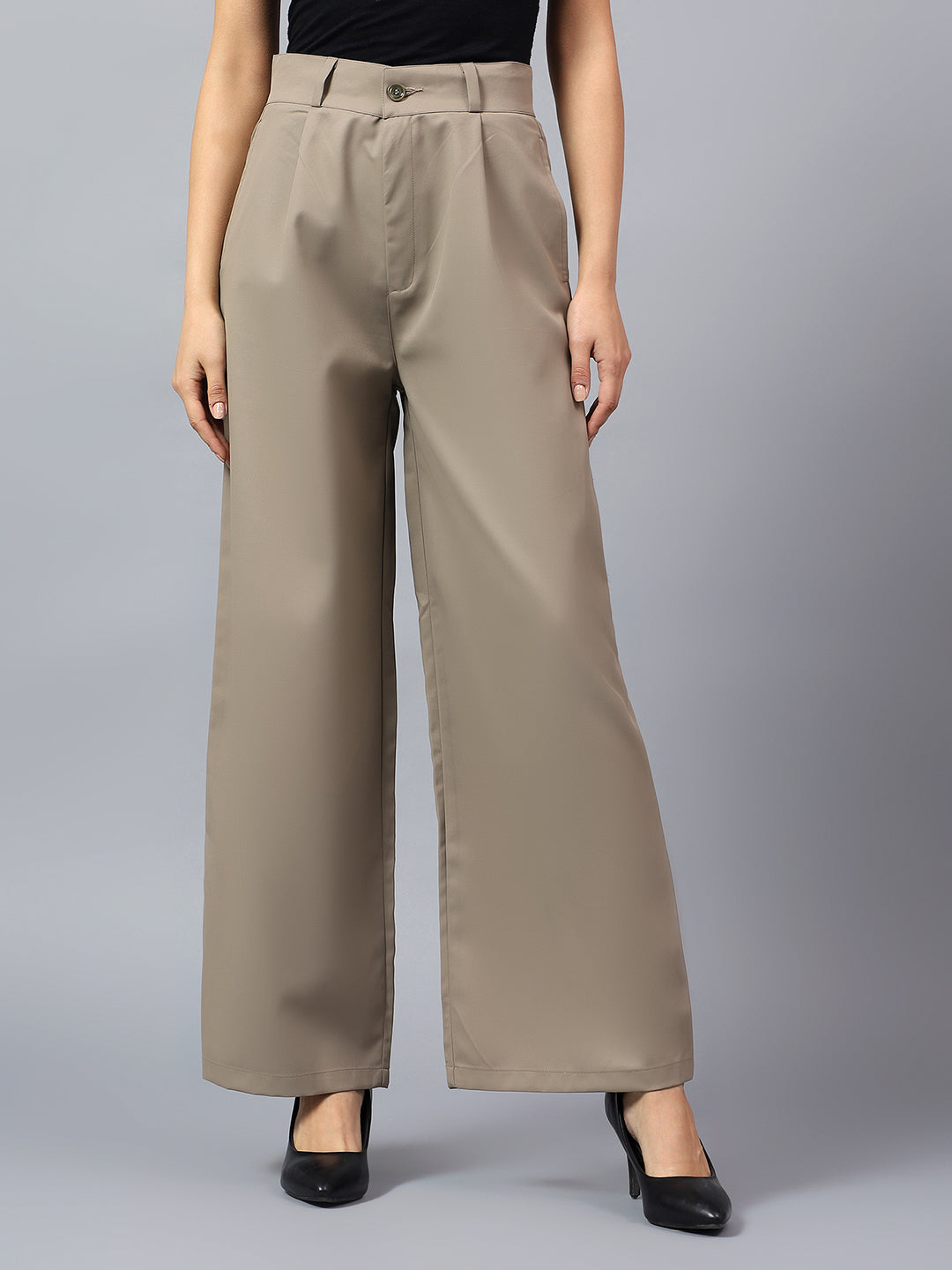 High-Waisted Tailored Wide-Leg Trousers