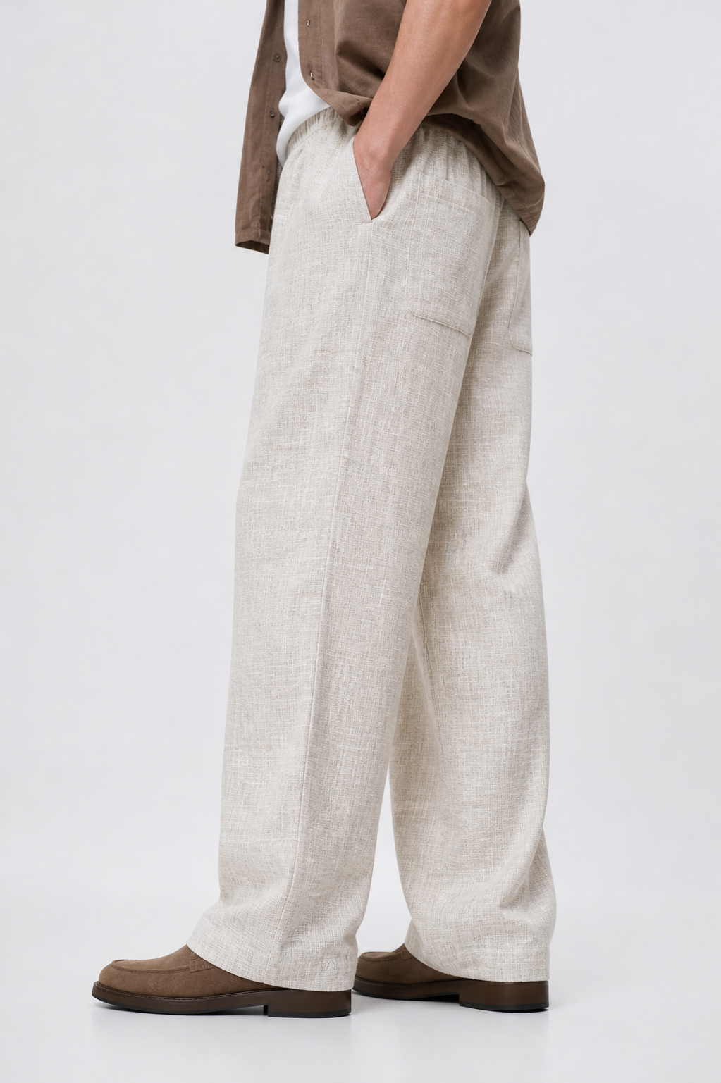 Men’s Relaxed Fit Textured Linen Blend Trouser