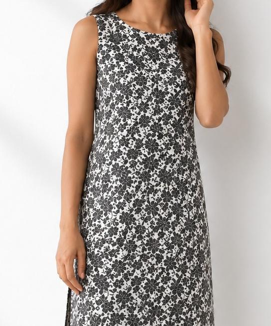 Monochrome Floral Printed Kurta Pant Co-Ord Set